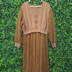 Brown Knit Long Sleeve Boutique Dress